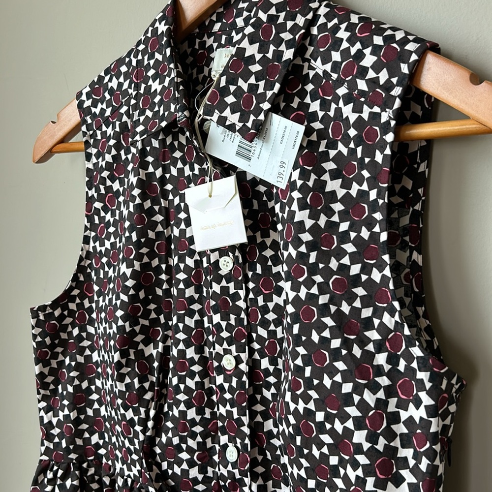 KATE SPADE NWT maroon and pink flower peplum sleeveless top size M - Picture 5 of 7
